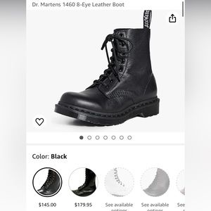 DR.MARTENS 1460 zip up mono 8 eyelet boots